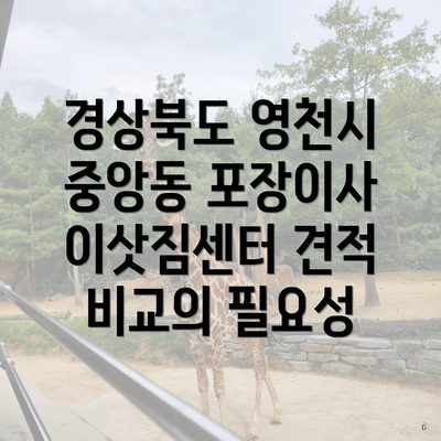 경상북도 영천시 중앙동 포장이사 이삿짐센터 견적 비교의 필요성