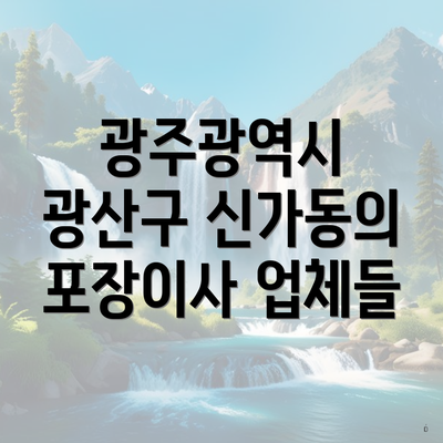 광주광역시 광산구 신가동의 포장이사 업체들