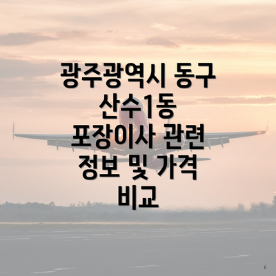 광주광역시 동구 산수1동 포장이사 관련 정보 및 가격 비교