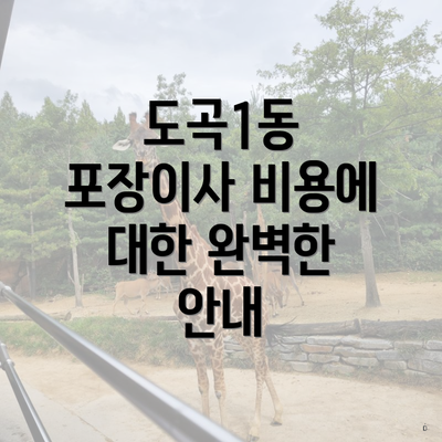 도곡1동 포장이사 비용에 대한 완벽한 안내