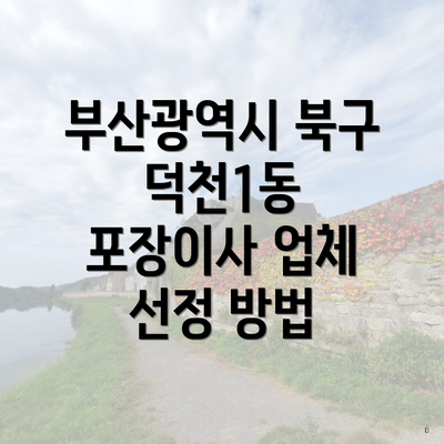 부산광역시 북구 덕천1동 포장이사 업체 선정 방법