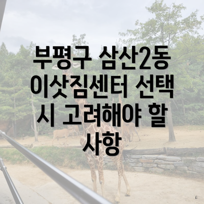 부평구 삼산2동 이삿짐센터 선택 시 고려해야 할 사항