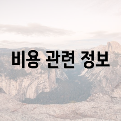 비용 관련 정보