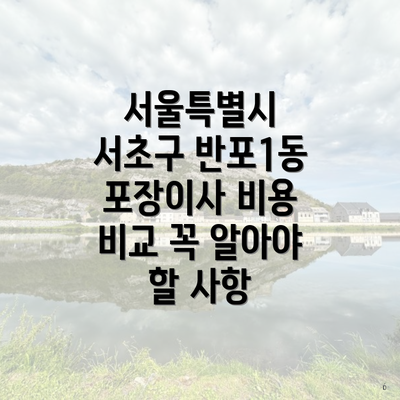 서울특별시 서초구 반포1동 포장이사 비용 비교 꼭 알아야 할 사항