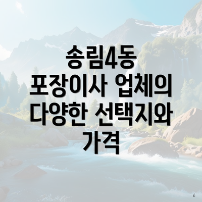 송림4동 포장이사 업체의 다양한 선택지와 가격