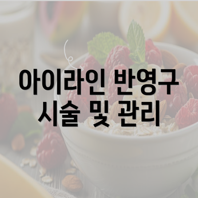 아이라인 반영구 시술 및 관리