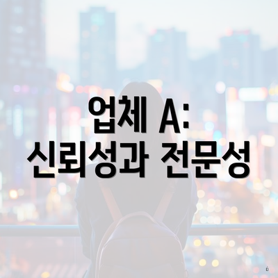 업체 A: 신뢰성과 전문성