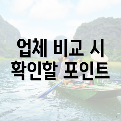 업체 비교 시 확인할 포인트