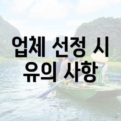 업체 선정 시 유의 사항