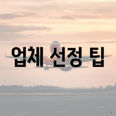 업체 선정 팁