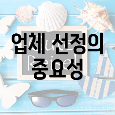 업체 선정의 중요성