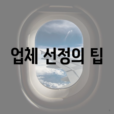 업체 선정의 팁