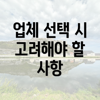 업체 선택 시 고려해야 할 사항