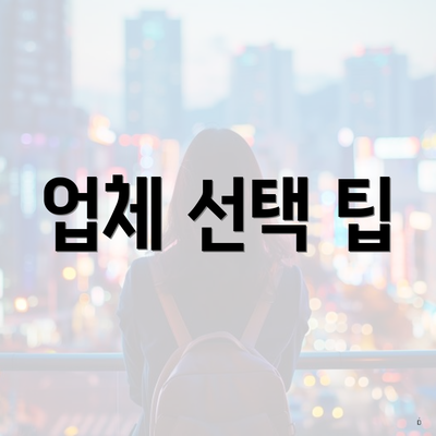 업체 선택 팁