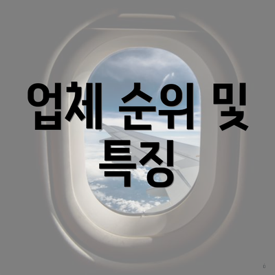 업체 순위 및 특징