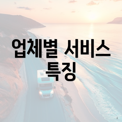 업체별 서비스 특징