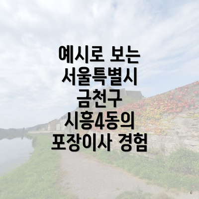 예시로 보는 서울특별시 금천구 시흥4동의 포장이사 경험