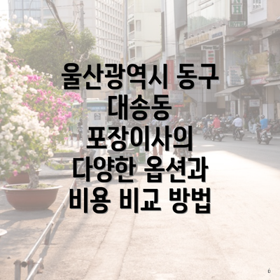 울산광역시 동구 대송동 포장이사의 다양한 옵션과 비용 비교 방법