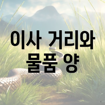 이사 거리와 물품 양