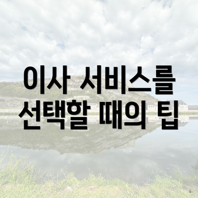 이사 서비스를 선택할 때의 팁