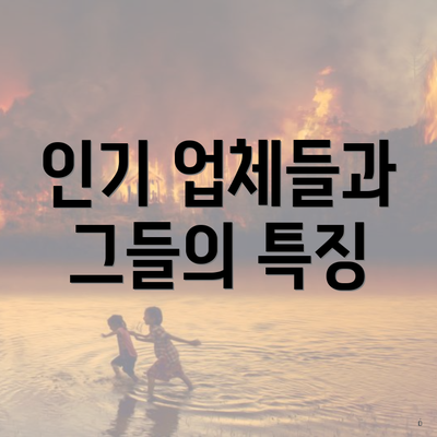 인기 업체들과 그들의 특징