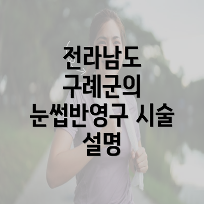 전라남도 구례군의 눈썹반영구 시술 설명