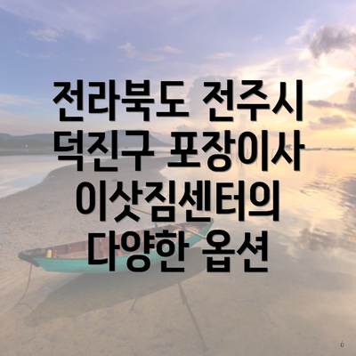 전라북도 전주시 덕진구 포장이사 이삿짐센터의 다양한 옵션