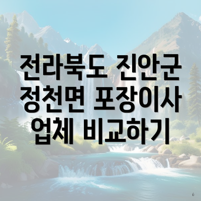 전라북도 진안군 정천면 포장이사 업체 비교하기