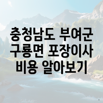 충청남도 부여군 구룡면 포장이사 비용 알아보기