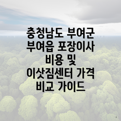 충청남도 부여군 부여읍 포장이사 비용 및 이삿짐센터 가격 비교 가이드