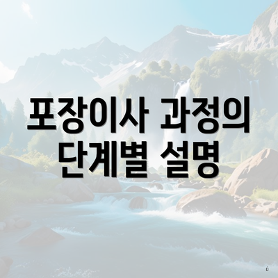 포장이사 과정의 단계별 설명