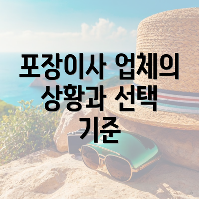 포장이사 업체의 상황과 선택 기준