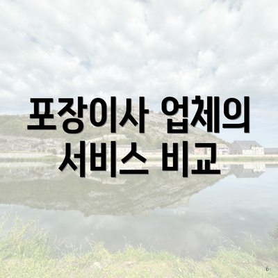 포장이사 업체의 서비스 비교