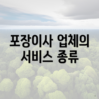 포장이사 업체의 서비스 종류