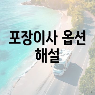 포장이사 옵션 해설