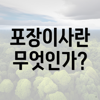 포장이사란 무엇인가?