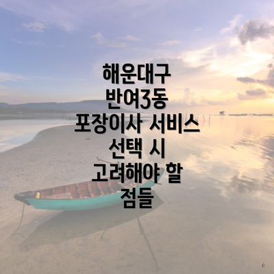 해운대구 반여3동 포장이사 서비스 선택 시 고려해야 할 점들