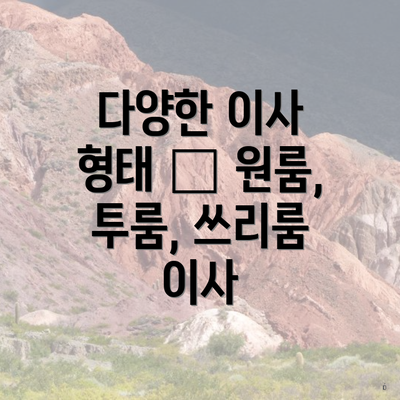 다양한 이사 형태 – 원룸, 투룸, 쓰리룸 이사