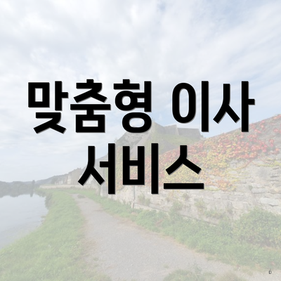 맞춤형 이사 서비스