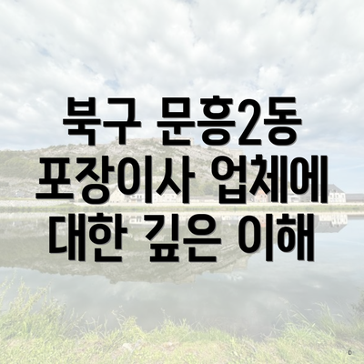 북구 문흥2동 포장이사 업체에 대한 깊은 이해