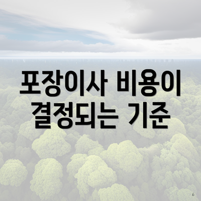 포장이사 비용이 결정되는 기준