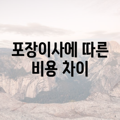 포장이사에 따른 비용 차이