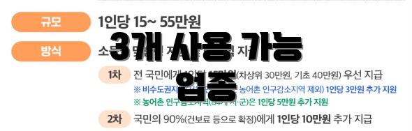 3개 사용 가능 업종
