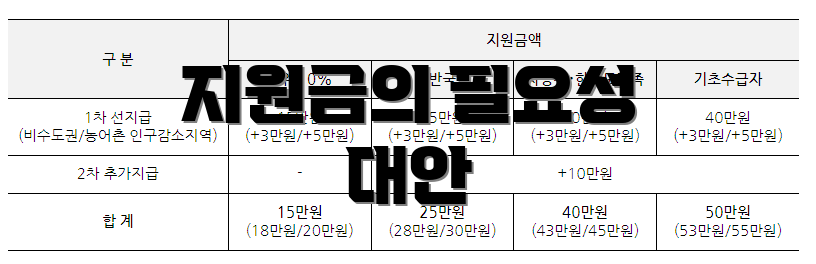 지원금의 필요성 대안