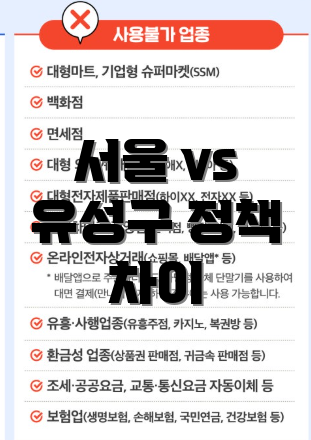 서울 vs 유성구 정책 차이